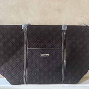 NWT Vera Bradley Trimmed Vera Traveler Expresso Brown Travel Tote Bag